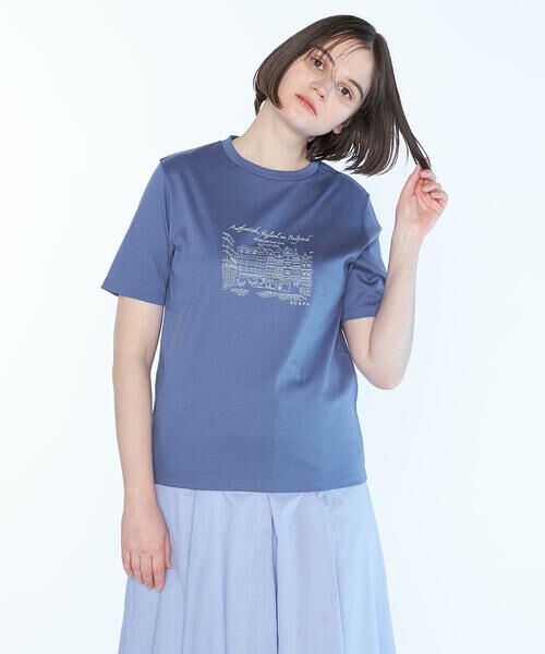 SCAPA / スキャパ カットソー | コットンスムース刺繍カットソー（ブルー）