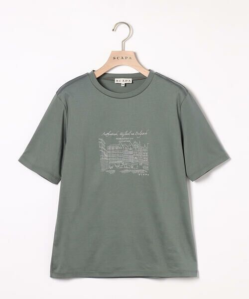 SCAPA / スキャパ カットソー | コットンスムース刺繍カットソー（グリーン）