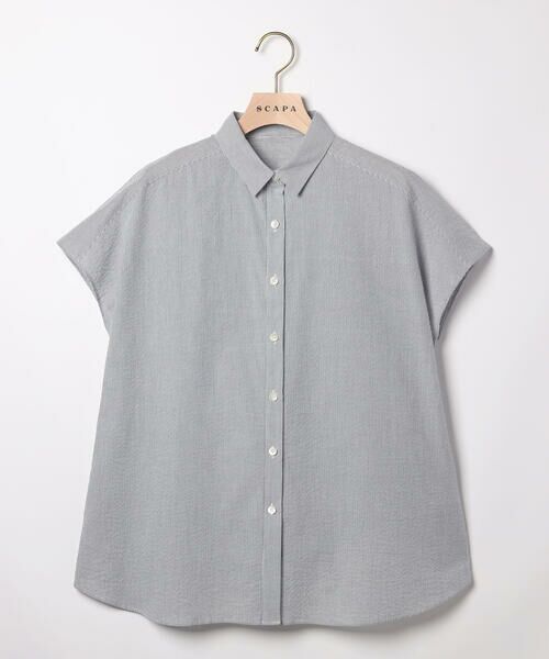 SCAPA / スキャパ シャツ・ブラウス | コットンストライプブラウス（ネイビー）