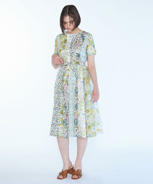 SCAPA / スキャパ ドレス | Liberty Printパッチワークワンピース(オフホワイト)