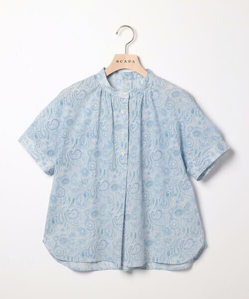 SCAPA/スキャパ Liberty Printウェーブスタンド衿ブラウス WEB限定ブルー 40 SCAPA/スキャパ Liberty Printウェーブスタンド衿ブラウス WEB限定ブルー 40