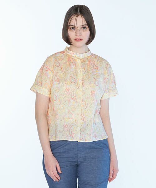 SCAPA / スキャパ シャツ・ブラウス | Liberty Printウェーブスタンド衿ブラウス | 詳細14