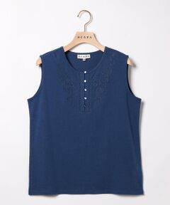 SCAPAスキャパ半袖カットソーSCAPA ネイビー系柄半袖カットソー スキャパ SCAPA / スキャパ （レディース） カットソー | ファッション
