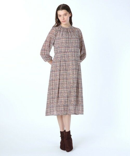 SCAPA / スキャパ ドレス | ツイードプリントワンピース(ホワイト)