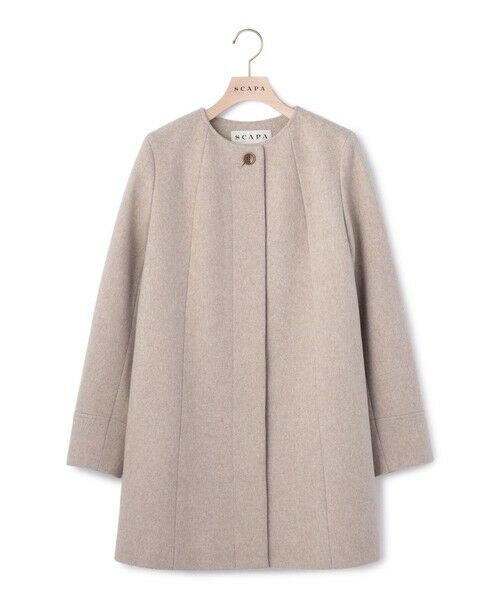 SCAPA/スキャパ ウールビーバーノーカラーコート ベージュ 42 SCAPA/スキャパ ウールビーバーノーカラーコート ベージュ 42