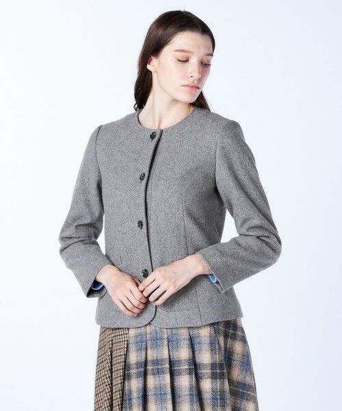 SCAPA / スキャパ テーラードジャケット | ブレインツイードノーカラージャケット | 詳細18