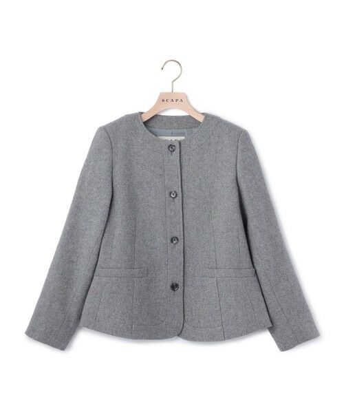 SCAPA / スキャパ テーラードジャケット | ブレインツイードノーカラージャケット(グレー)