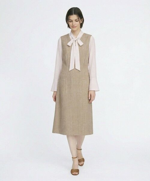 SCAPA / スキャパ ドレス | リノコットンヘリンボンワンピース（ダークブラウン）