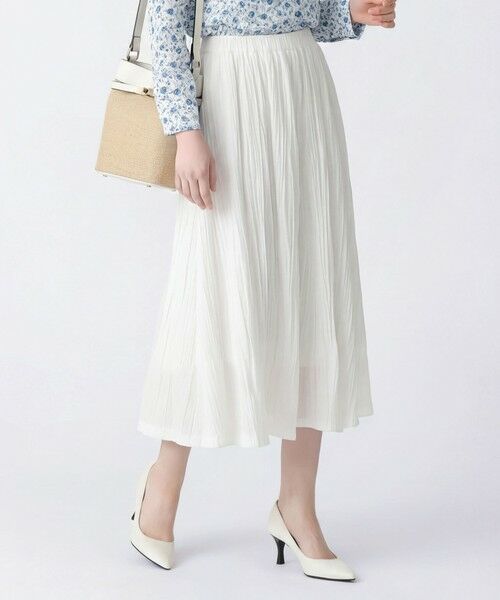 SCAPA / スキャパ ミニ・ひざ丈スカート | リンクルローンスカート（ホワイト）