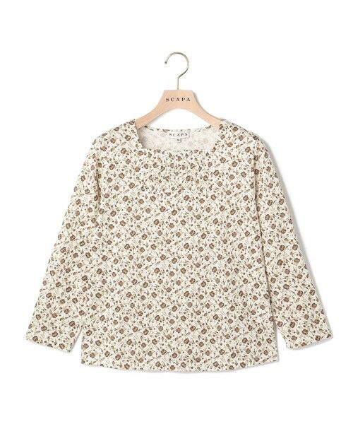 SCAPA / スキャパ カットソー | フラワージャージカットソー（ダークブラウン）