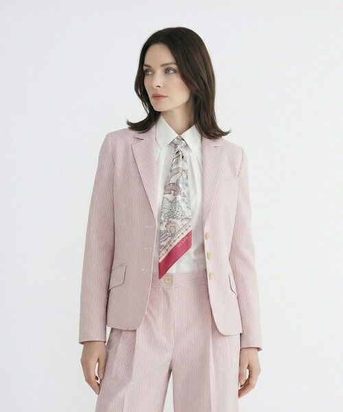 SCAPA / スキャパ テーラードジャケット | サッカーストライプジャケット（レッド）