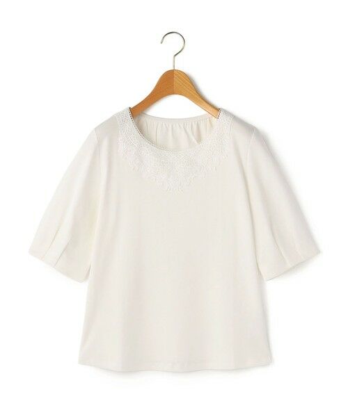 SCAPA / スキャパ カットソー | エンブロジャージパフスリーフカットソー（ホワイト）