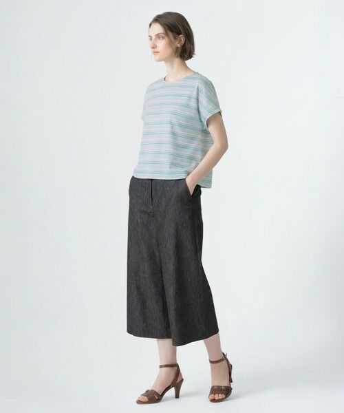 SCAPA / スキャパ カットソー | ラメボーダーフレンチスリーブカットソー | 詳細1
