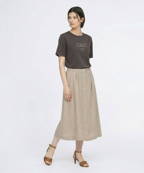 SCAPA / スキャパ カットソー | エンブロスムースメッセージカットソー（ダークブラウン）