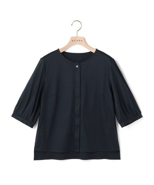 SCAPA / スキャパ カットソー | 【ＷＥＢ先行販売】 スムースレイパフスリーブカットソー（ネイビー）