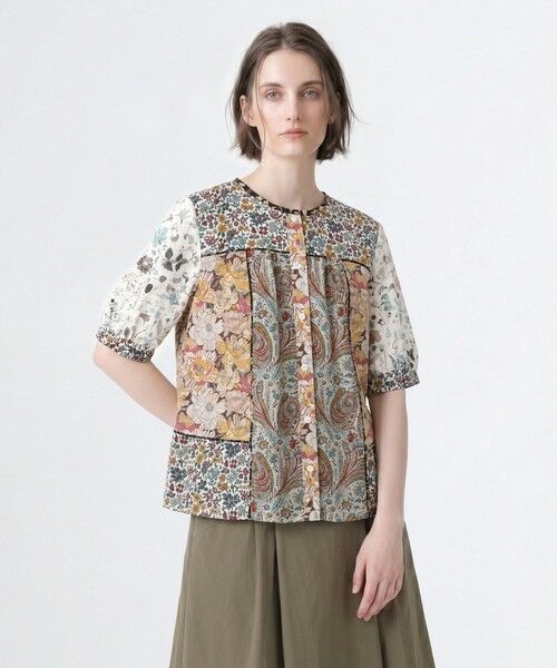 SCAPA / スキャパ シャツ・ブラウス | Liberty Printパッチワークブラウス（ブラウン）