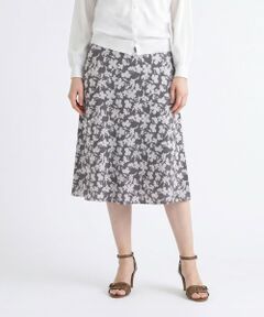 SCAPA / スキャパ ミニ・ひざ丈スカート | モノクロフラワースカート