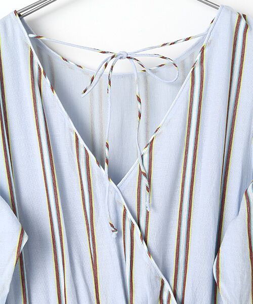SEASON STYLE LAB / シーズンスタイルラボ ロング・マキシ丈ワンピース | ワンピース　(Cotton Voile Stripe Tuck Sleeve Dres) | 詳細5