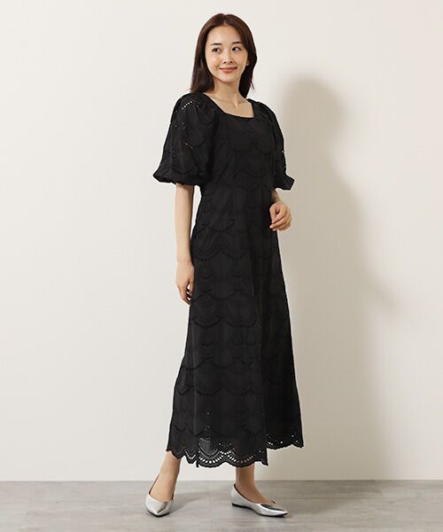 SEASON STYLE LAB / シーズンスタイルラボ ロング・マキシ丈ワンピース | Cotton Voile Dot Hemla Dress | 詳細10