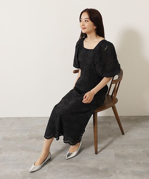 SEASON STYLE LAB / シーズンスタイルラボ ロング・マキシ丈ワンピース | Cotton Voile Dot Hemla Dress | 詳細11