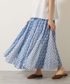 SEASON STYLE LAB / シーズンスタイルラボ ロング・マキシ丈スカート | コットンジャガードコンビプリントスカート
