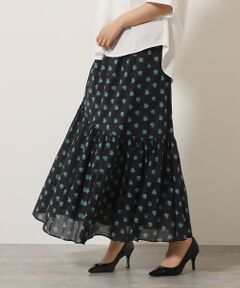 SEASON STYLE LAB / シーズンスタイルラボ ロング・マキシ丈スカート | コットンドビーストライプフラワープリントスカート