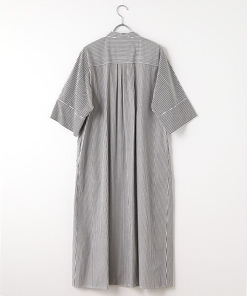 SEASON STYLE LAB / シーズンスタイルラボ ロング・マキシ丈ワンピース | ノーカラー半袖シャツワンピース | 詳細1