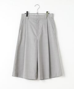 美品 かぐれ ウール100%クロップドパンツ ミックスグレー F セール】 オックスストレッチ セミワイドクロップドパンツ