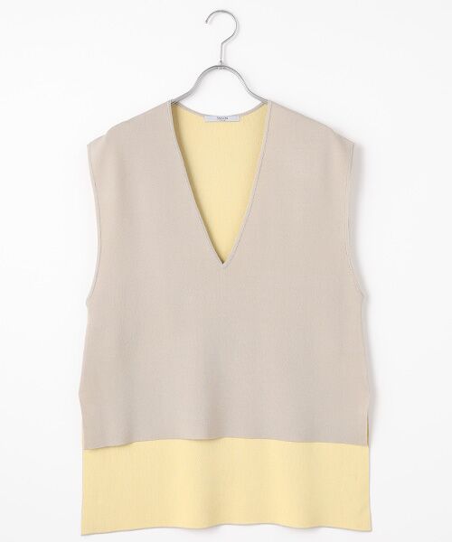 SEASON STYLE LAB/シーズンスタイルラボ Vネックニットベスト ライトグレー×イエロー 38 SEASON STYLE LAB/シーズンスタイルラボ Vネックニットベスト ライトグレー×イエロー 38