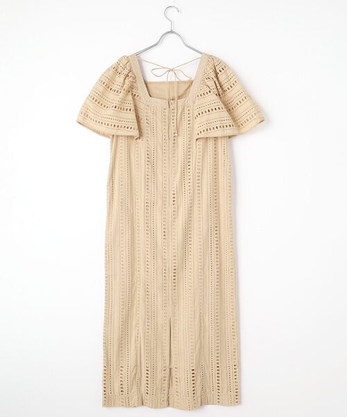 SEASON STYLE LAB / シーズンスタイルラボ ロング・マキシ丈ワンピース | STRIPE CUTWORK SHORT SLEEVE DRESS | 詳細1