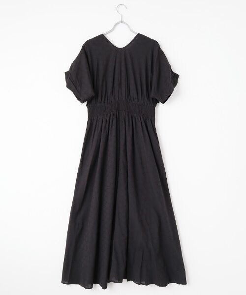 SEASON STYLE LAB / シーズンスタイルラボ ロング・マキシ丈ワンピース | COTTON JACQUARD WAIST GATHER DRESS | 詳細1