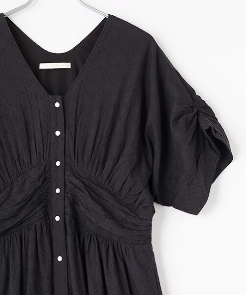 SEASON STYLE LAB / シーズンスタイルラボ ロング・マキシ丈ワンピース | COTTON JACQUARD WAIST GATHER DRESS | 詳細2