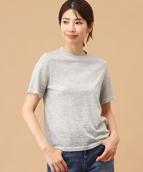 SEASON STYLE LAB/シーズンスタイルラボ カシミヤニットTシャツ ライトグレー 36 SEASON STYLE LAB/シーズンスタイルラボ カシミヤニットTシャツ ライトグレー 36
