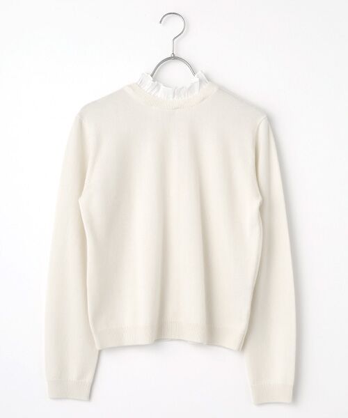SEASON STYLE LAB/シーズンスタイルラボ フリル付きニット ホワイト 40 SEASON STYLE LAB/シーズンスタイルラボ フリル付きニット ホワイト 40