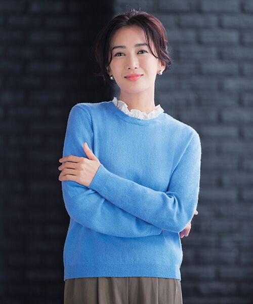 SEASON STYLE LAB/シーズンスタイルラボ フリル付きニット ブルー 36 SEASON STYLE LAB/シーズンスタイルラボ フリル付きニット ブルー 36
