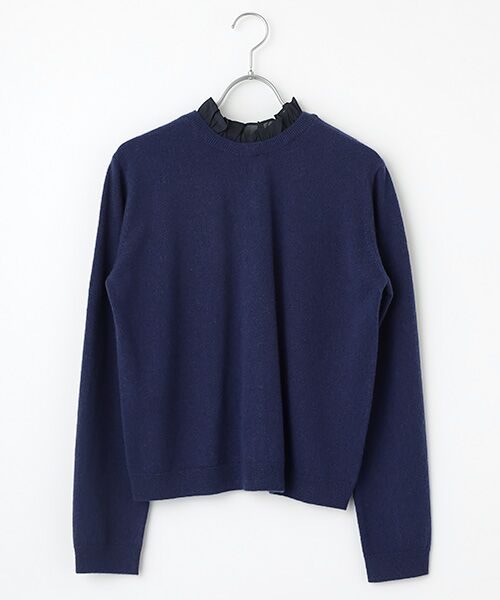 SEASON STYLE LAB/シーズンスタイルラボ フリル付きニット ネイビー 40 SEASON STYLE LAB/シーズンスタイルラボ フリル付きニット ネイビー 40