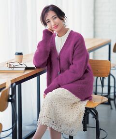 ファー加工カーディガン