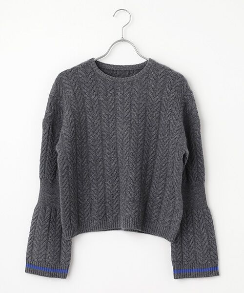 SEASON STYLE LAB/シーズンスタイルラボ ベルスリーブプルオーバー チャコールグレーxロイヤルブルー 38 SEASON STYLE LAB/シーズンスタイルラボ ベルスリーブプルオーバー チャコールグレーxロイヤルブルー 38