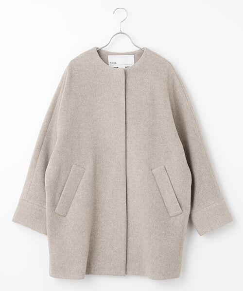 SEASON STYLE LAB/シーズンスタイルラボ ノーカラーテントコート beige F SEASON STYLE LAB/シーズンスタイルラボ ノーカラーテントコート beige F