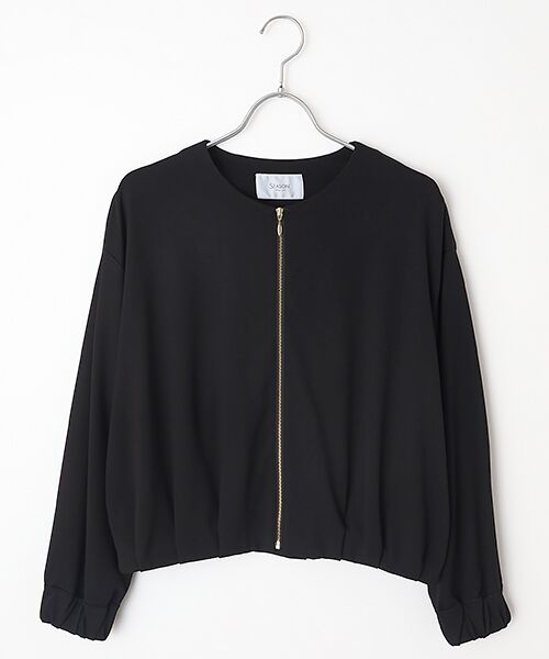 SEASON STYLE LAB / シーズンスタイルラボ ノーカラージャケット | カルゼポンチブルゾン（ブラック）