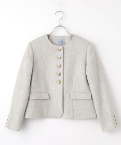 SEASON STYLE LAB / シーズンスタイルラボ ノーカラージャケット | メランジノーカラージャケット