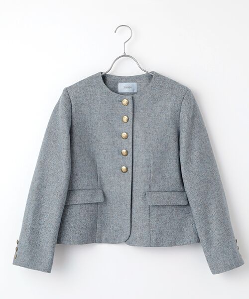 尾州産生地を使用したノーカラージャケット