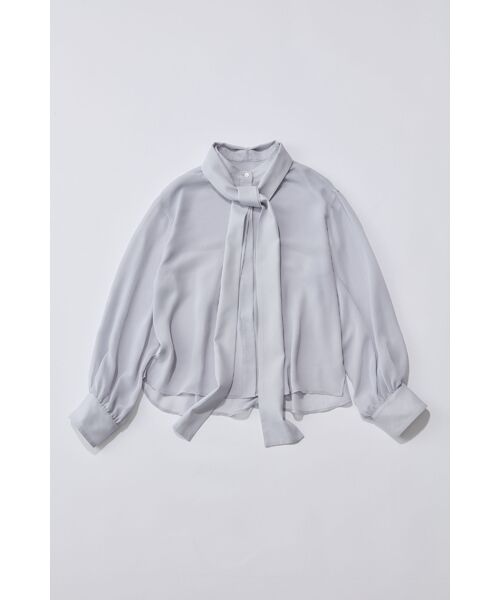 SEASON STYLE LAB / シーズンスタイルラボ シャツ・ブラウス | ドビーシフォンボウタイブラウス（グレー）