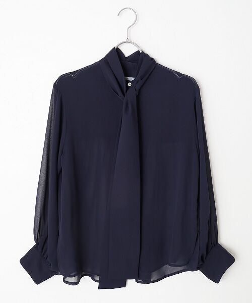 SEASON STYLE LAB / シーズンスタイルラボ シャツ・ブラウス | ドビーシフォンボウタイブラウス（ネイビー）