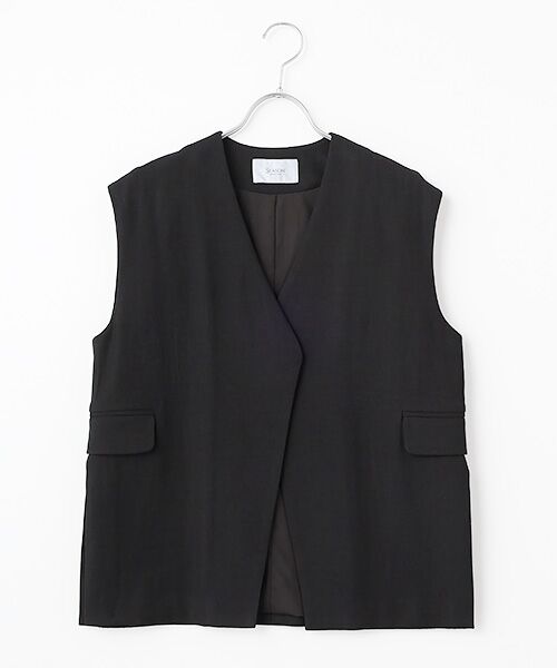 SEASON STYLE LAB / シーズンスタイルラボ ベスト | リネンツイルジレ（ブラック）