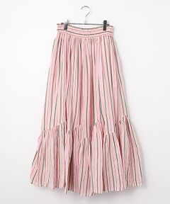 SEASON STYLE LAB / シーズンスタイルラボ ロング・マキシ丈スカート | Cotton Voile Stripe Slant Panel Skirt