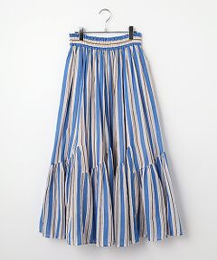 SEASON STYLE LAB / シーズンスタイルラボ ロング・マキシ丈スカート | Cotton Voile Stripe Slant Panel Skirt