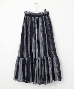 SEASON STYLE LAB / シーズンスタイルラボ ロング・マキシ丈スカート | Cotton Voile Stripe Slant Panel Skirt
