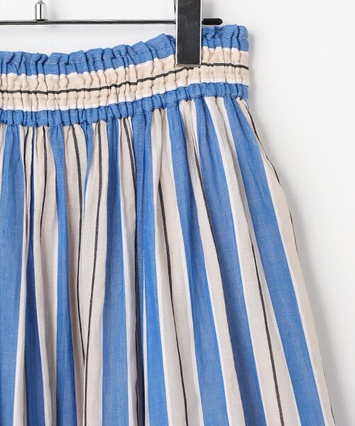 SEASON STYLE LAB / シーズンスタイルラボ ロング・マキシ丈スカート | Cotton Voile Stripe Slant Panel Skirt | 詳細4