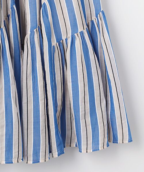 SEASON STYLE LAB / シーズンスタイルラボ ロング・マキシ丈スカート | Cotton Voile Stripe Slant Panel Skirt | 詳細5